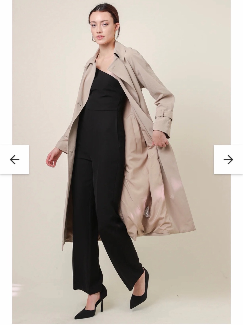 Line & Dot Neutral Beige Double-Breasted Trench Coat - Picture 8 of 12